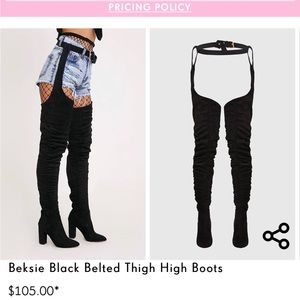 Black Belted Thigh High Bootsh Size 8